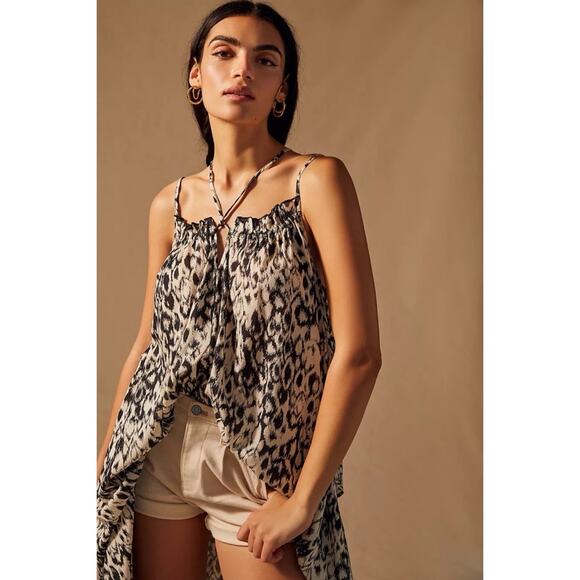 Anthropologie Black White Ikat Animal Print Strappy Mini Dress XS Oversized - Picture 11 of 16